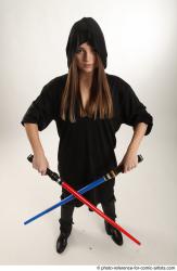 ANGELIA STANDING POSE WITH LIGHTSABERS